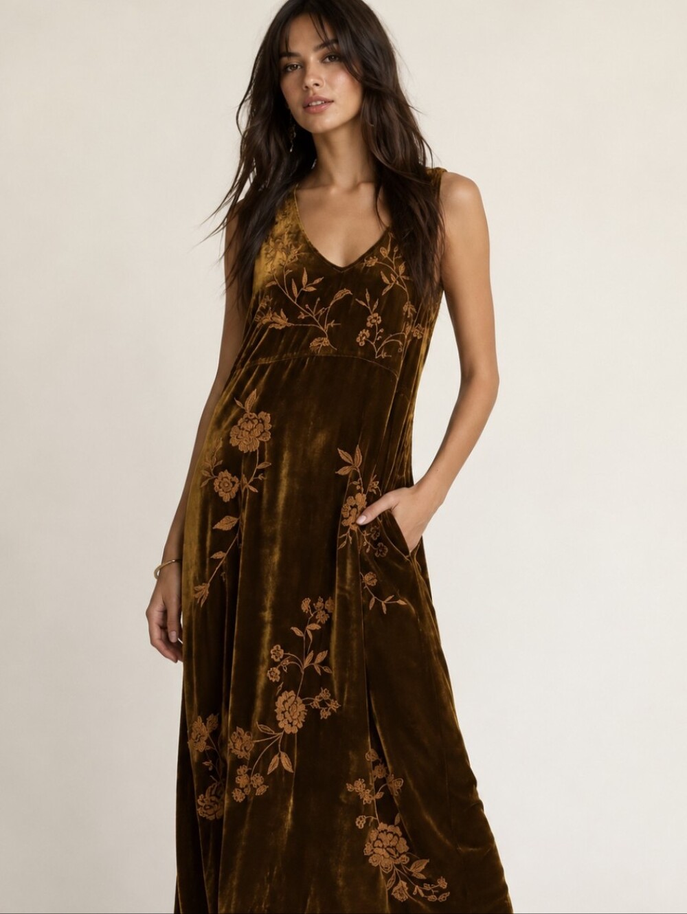 JOHNNY WAS VIXIE VELVET TANK DRESS size large Velvet Romance